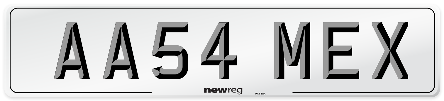AA54 MEX Number Plate from New Reg